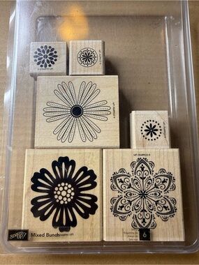 Stampin' Up! Mixed Bunch Wood Stamps - Flowers Complete Set EUC
